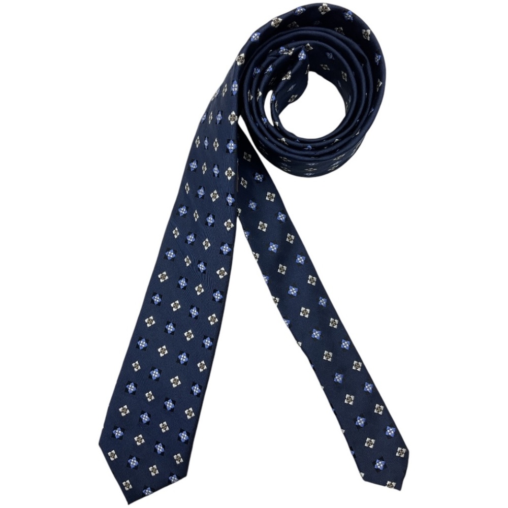 BLACK BROWN 1826 Blue Geometric Silk DESIGNER Slim Tie